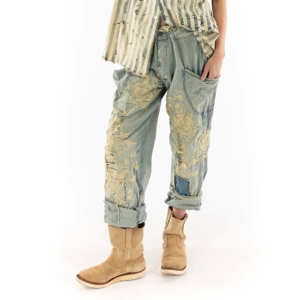 Magnolia Pearl cotton floral embroidered O’Keefe denim